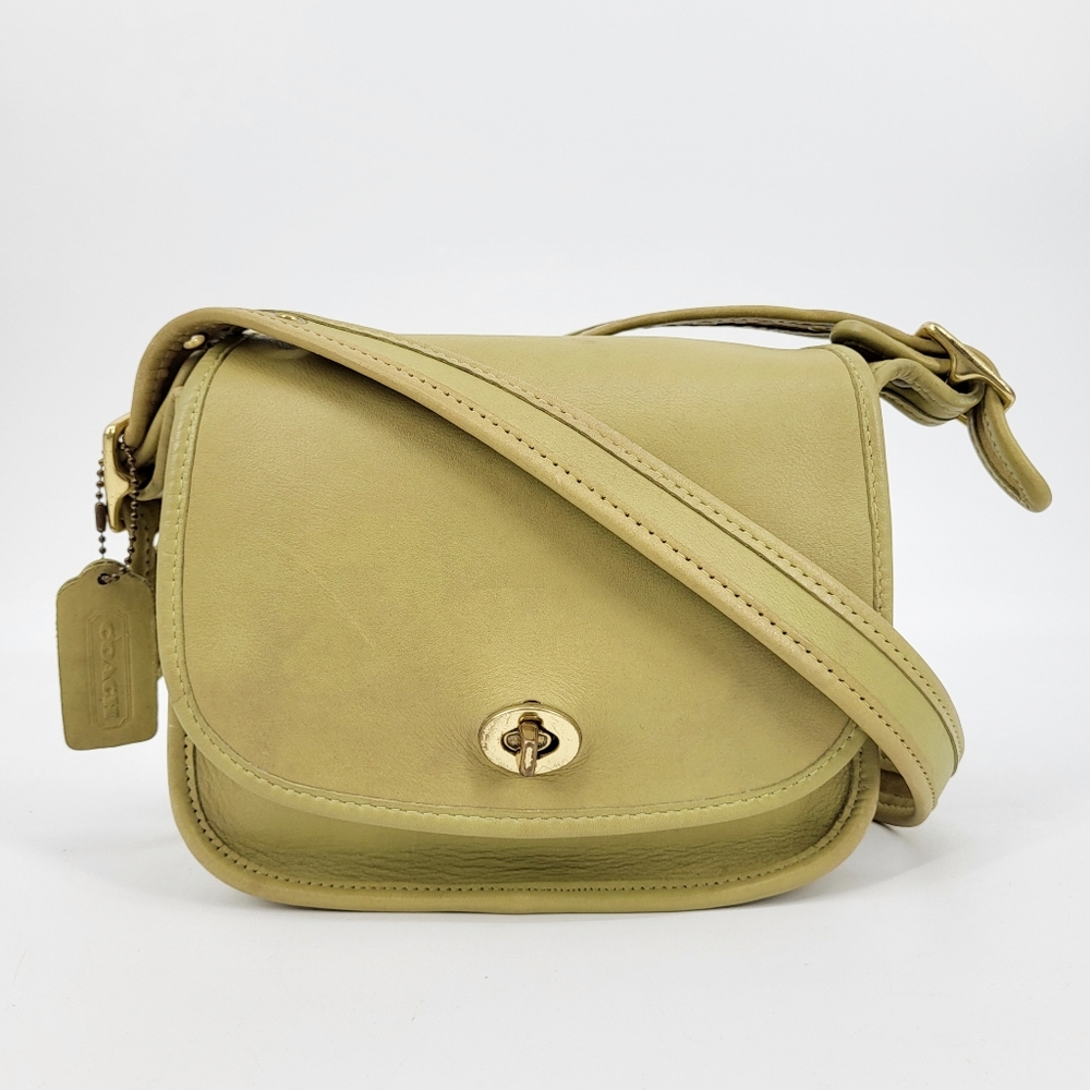 Vintage Coach Legacy Small Fold Over Flap Shoulder Bag Purse Green Leather - Picture 13 of 13